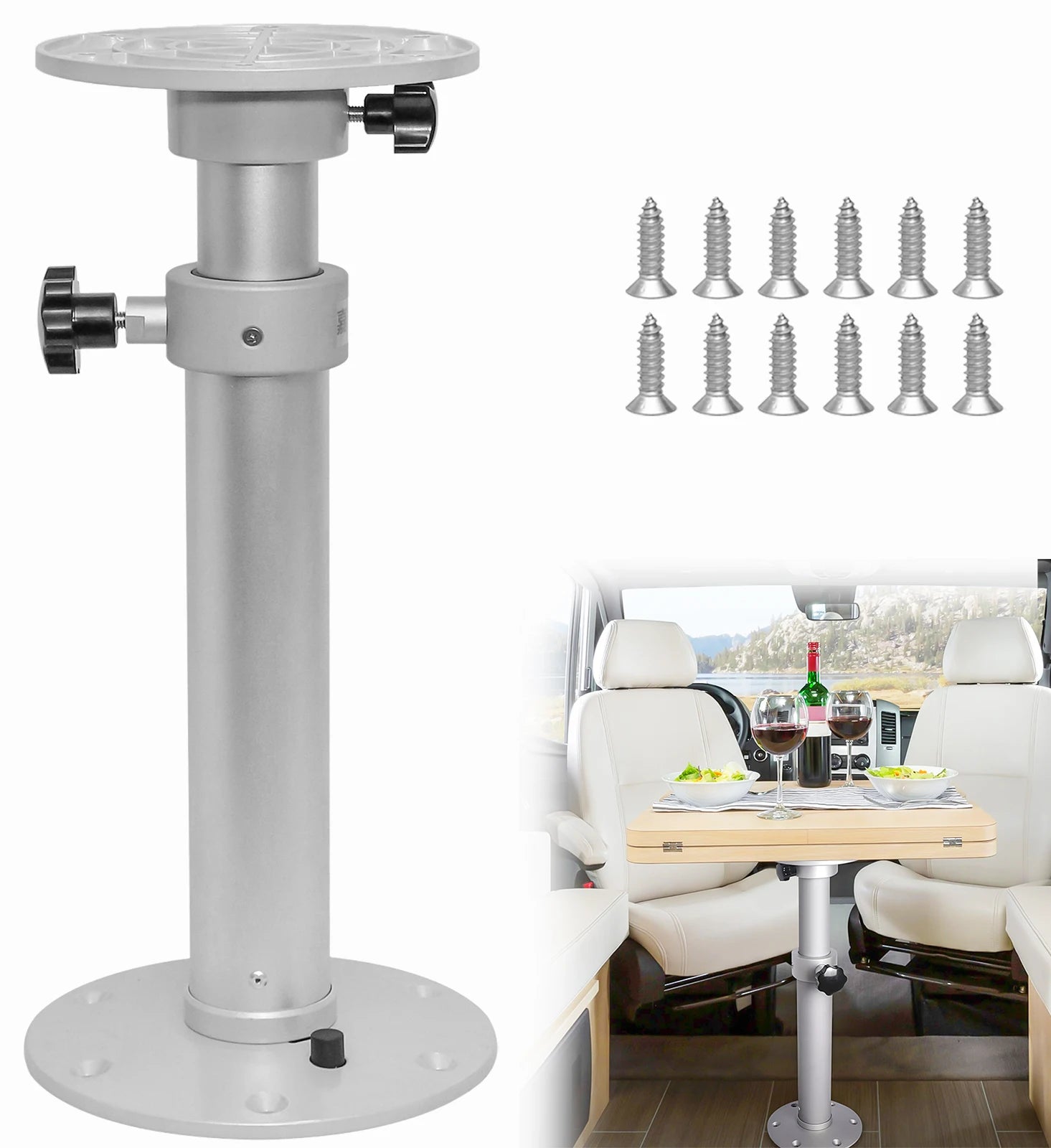 Pied de table réglable en aluminium | Base amovible | Bateau & Yacht