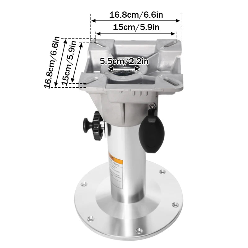 Aluminum Adjustable Boat Seat Pedestal – Height Locking Base from 13" to 18", Marine Chair Mount for Fishing Boats & Yachts