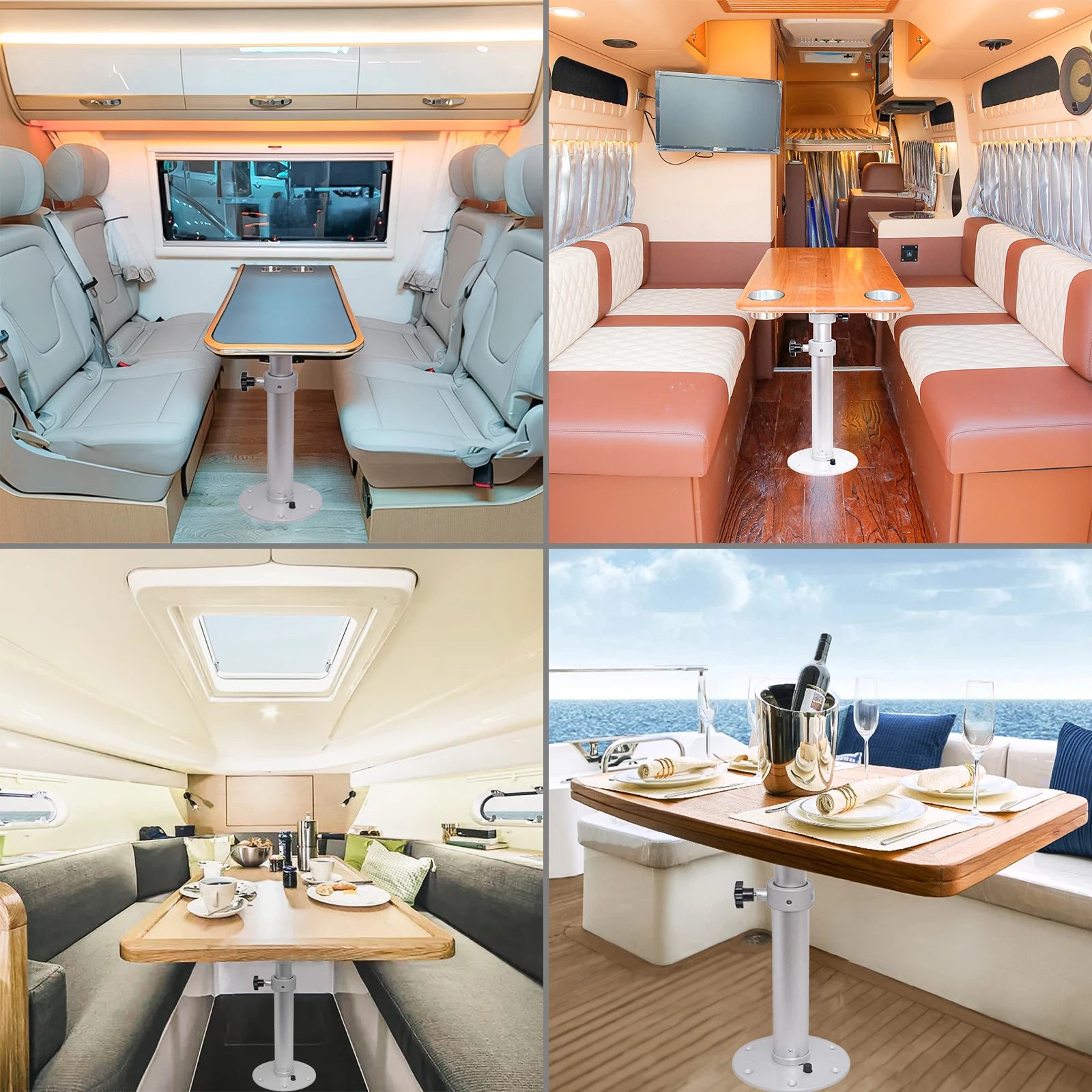 Pied de table réglable en aluminium | Base amovible | Bateau & Yacht