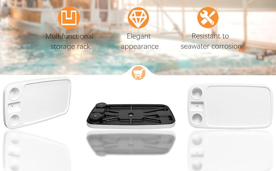 Plateau de table marin ABS 86x46 cm – Porte-gobelets & support téléphone | Bateau & Yacht