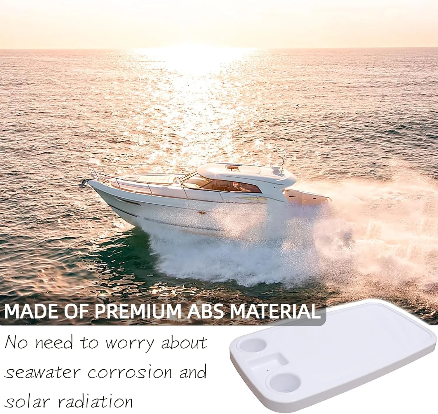 Plateau de table marin ABS 86x46 cm – Porte-gobelets & support téléphone | Bateau & Yacht