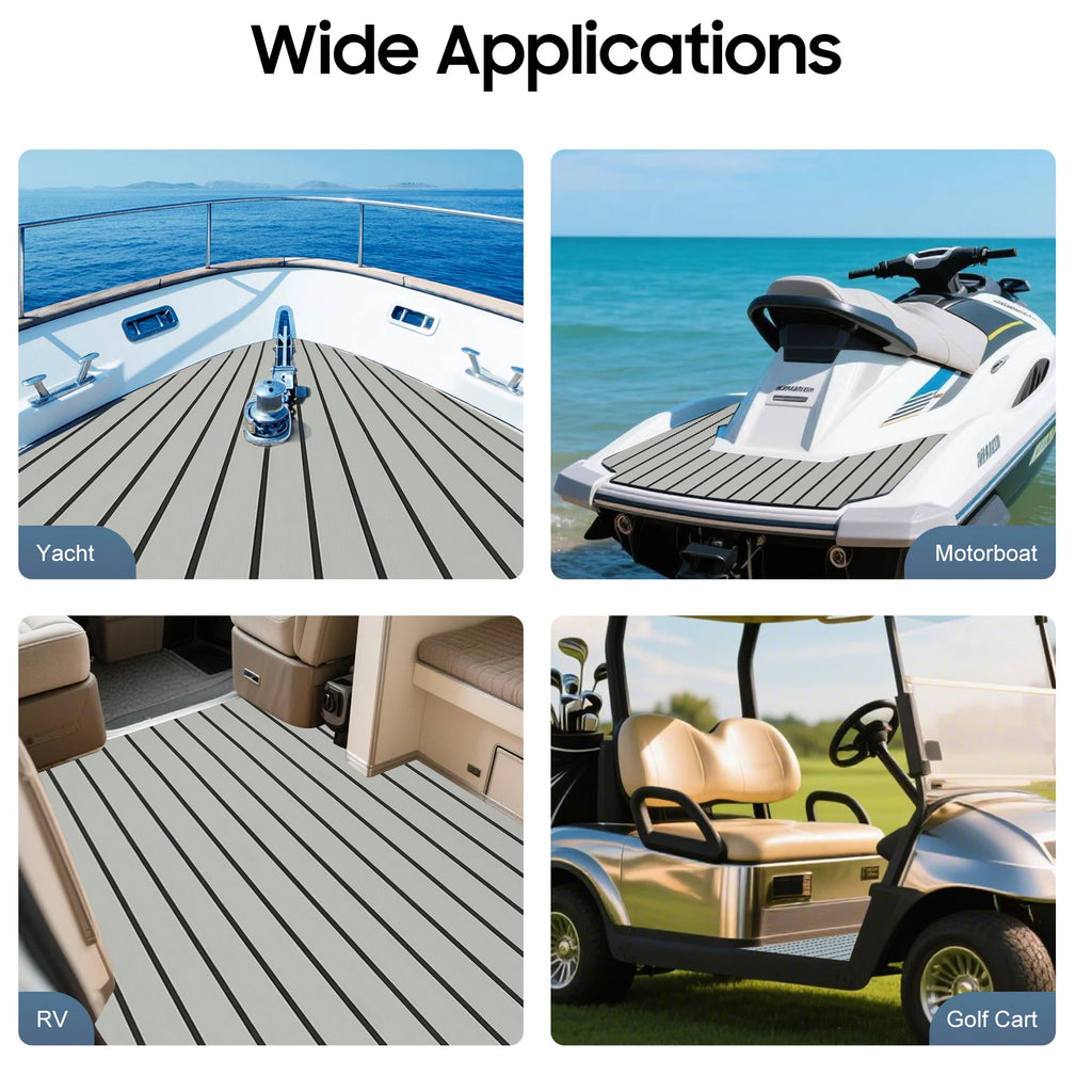 Tapis de Pont EVA Antidérapant 240×90 cm – 6 mm, Autocollant, Découpable, Imitation Teck