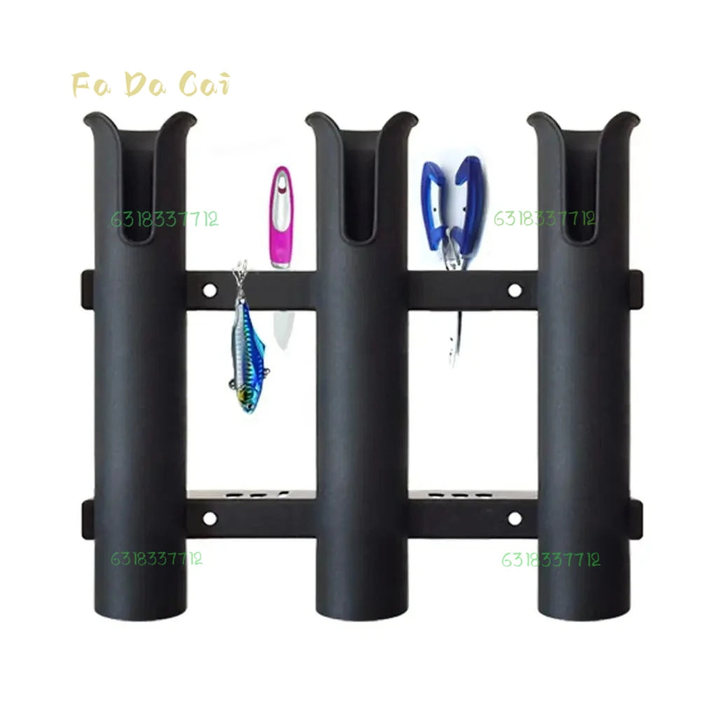 Fishing Rod Rack Boat Fishing 3 Rod Holder Boat Marine Plastic Black Tube Mount Rack