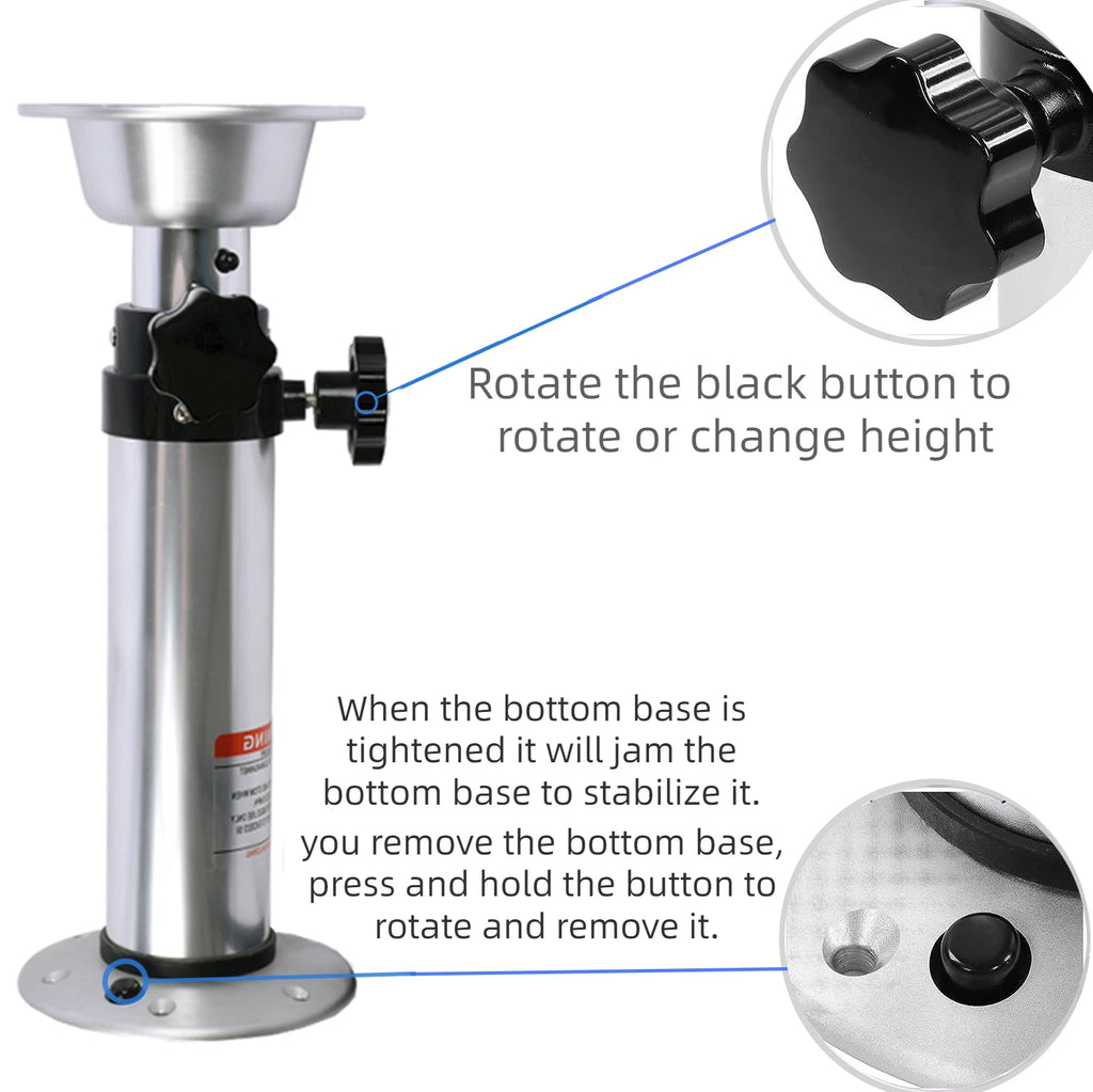 Adjustable Aluminum Alloy Boat Table Pedestal – 17 to 28 Inch Height