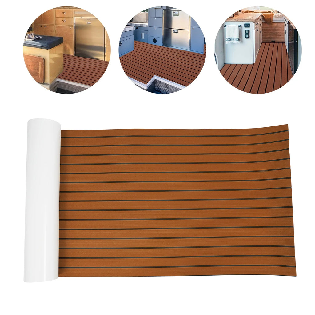 Tapis de Pont EVA Antidérapant 240×90 cm – 6 mm, Autocollant, Découpable, Imitation Teck