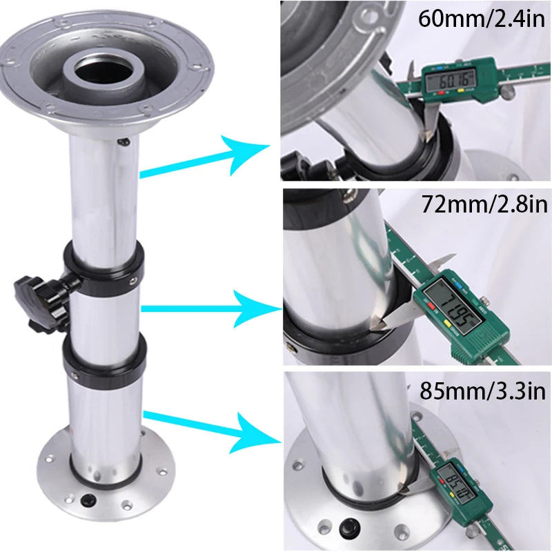 3 Levels Adjustable Aluminum Alloy RV Boat Table Pedestal 17-28 Inch Height Range, Suitable for RV boats yacht dining table base