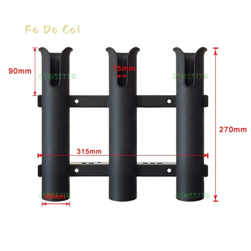 Fishing Rod Rack Boat Fishing 3 Rod Holder Boat Marine Plastic Black Tube Mount Rack