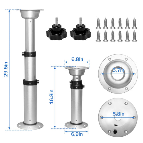 Adjustable Aluminum Alloy Boat Table Pedestal – 17 to 28 Inch Height
