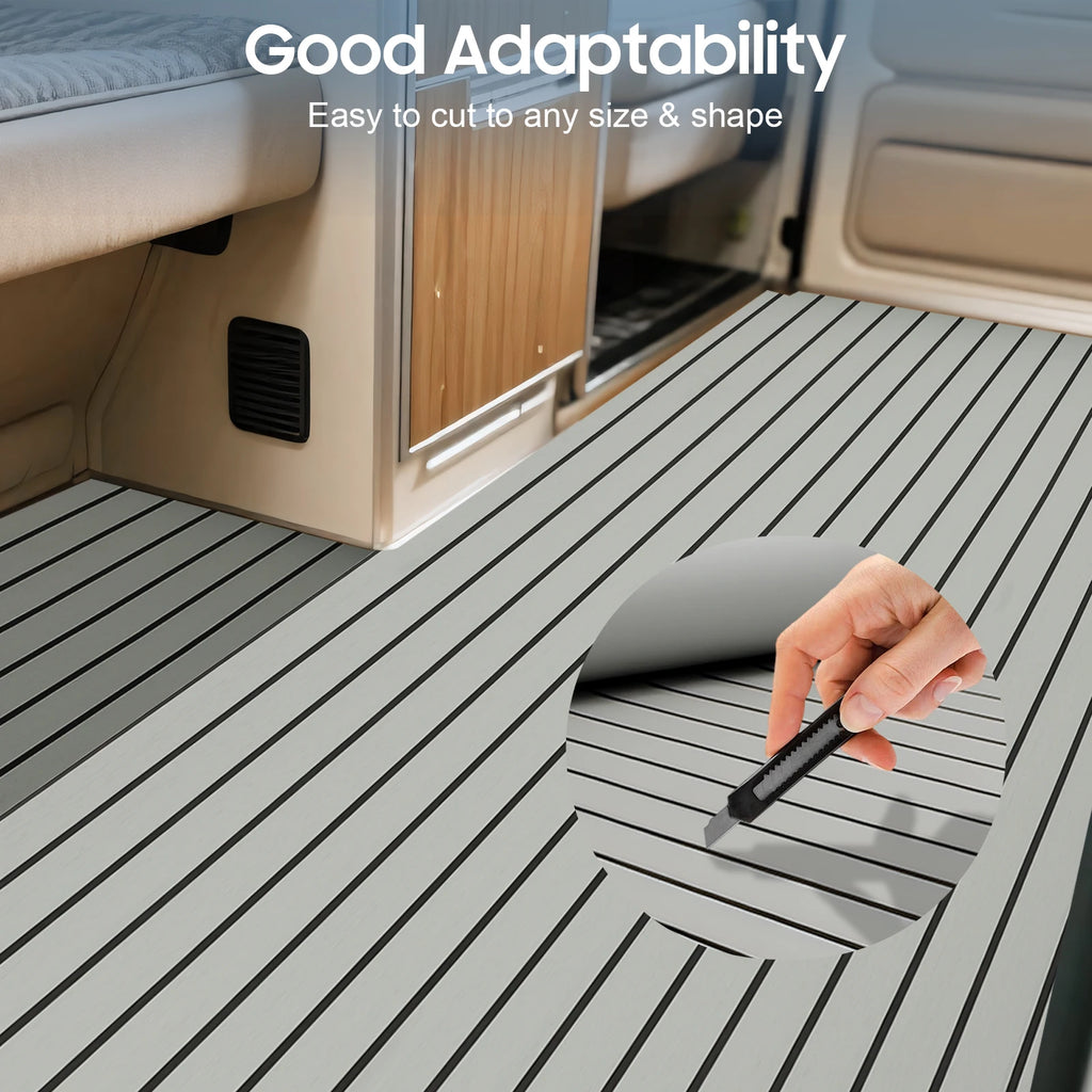 Tapis de Pont EVA Antidérapant 240×90 cm – 6 mm, Autocollant, Découpable, Imitation Teck