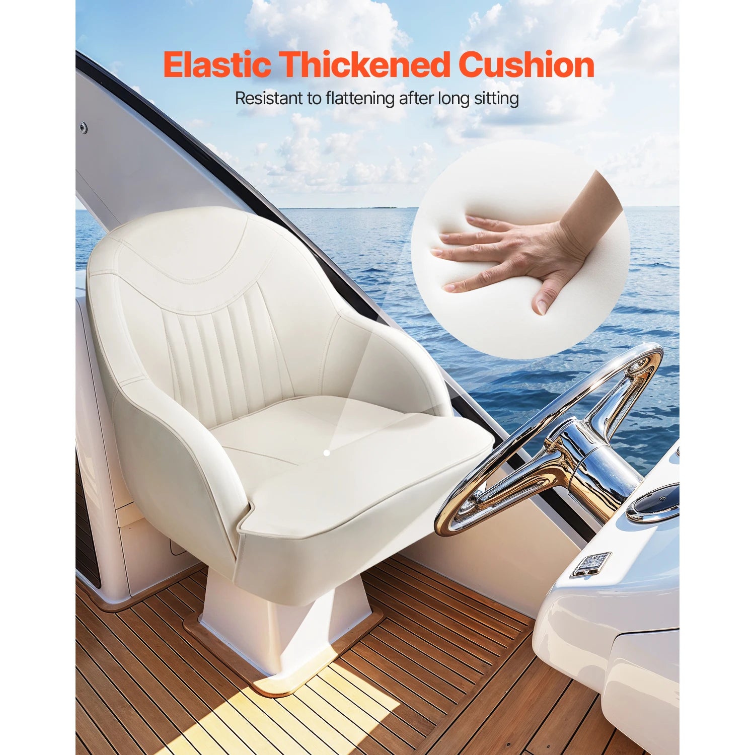Captain Bucket Boat Seat – High Backrest, Thick Foam & Waterproof PVC Leather