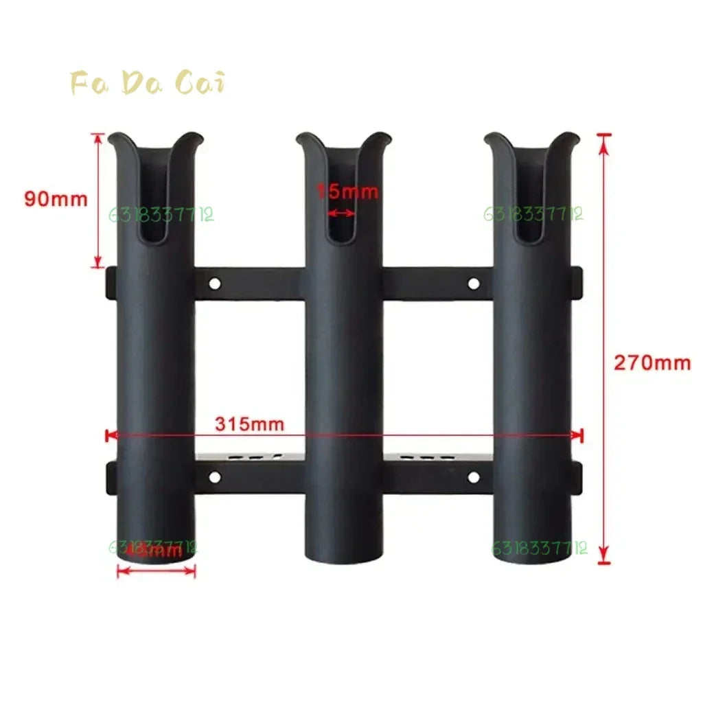Fishing Rod Rack Boat Fishing 3 Rod Holder Boat Marine Plastic Black Tube Mount Rack