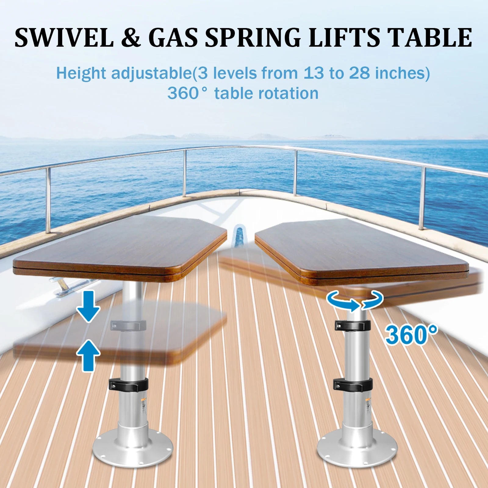 Pied de table pneumatique 3 niveaux – Hauteur réglable pour bateau