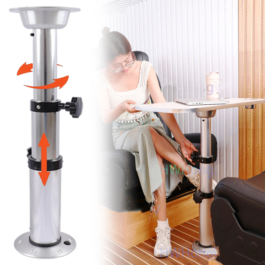 3 Levels Adjustable Aluminum Alloy RV Boat Table Pedestal 17-28 Inch Height Range, Suitable for RV boats yacht dining table base