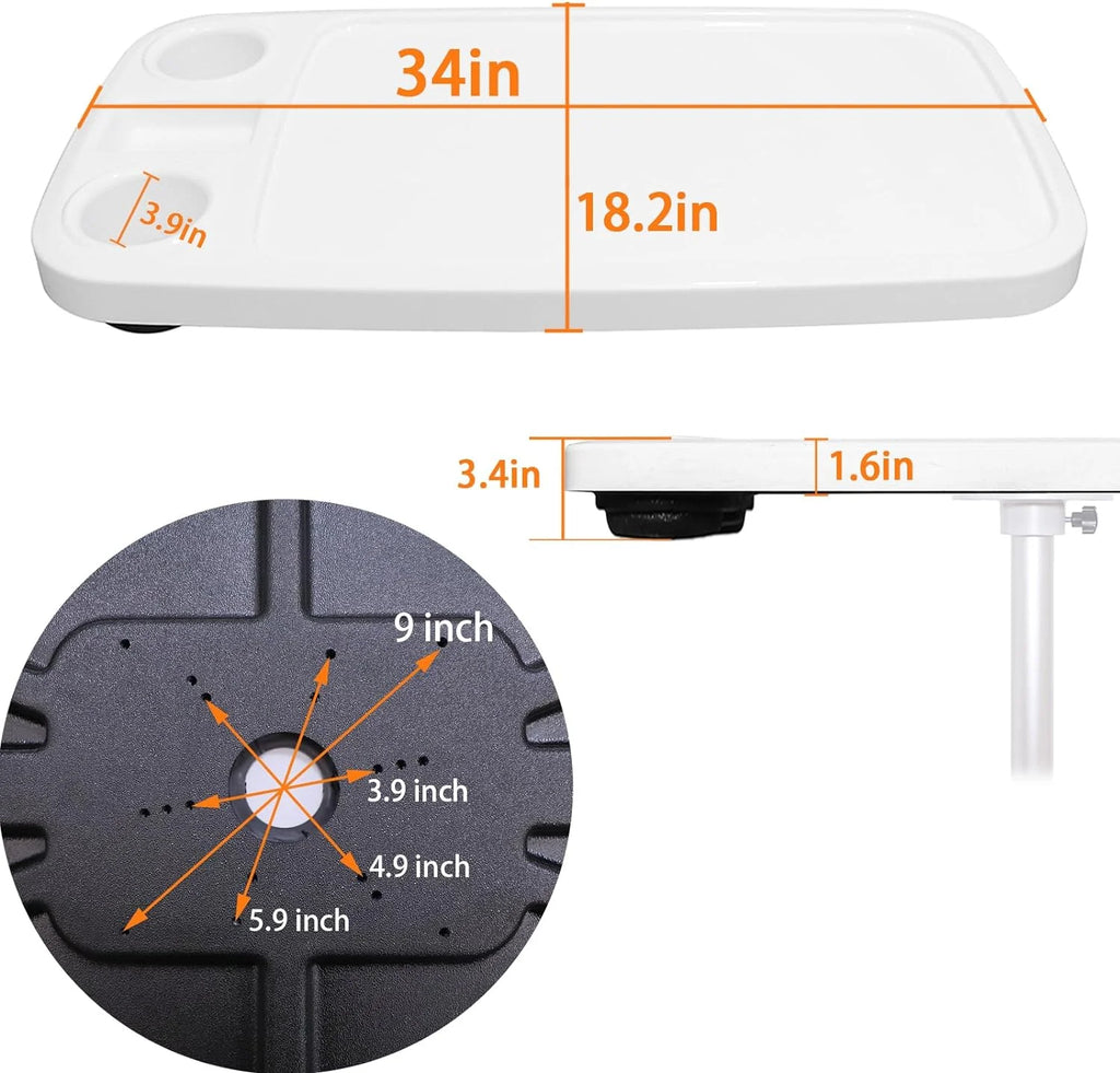 Plateau de table marin ABS 86x46 cm – Porte-gobelets & support téléphone | Bateau & Yacht