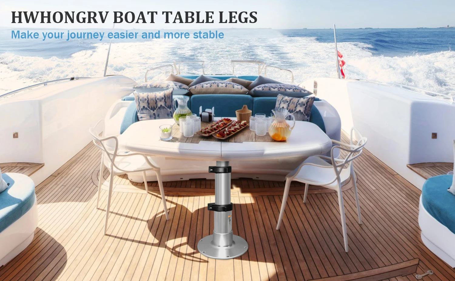 Pied de table pneumatique 3 niveaux – Hauteur réglable pour bateau