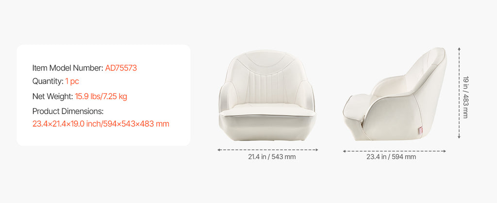 Captain Bucket Boat Seat – High Backrest, Thick Foam & Waterproof PVC Leather