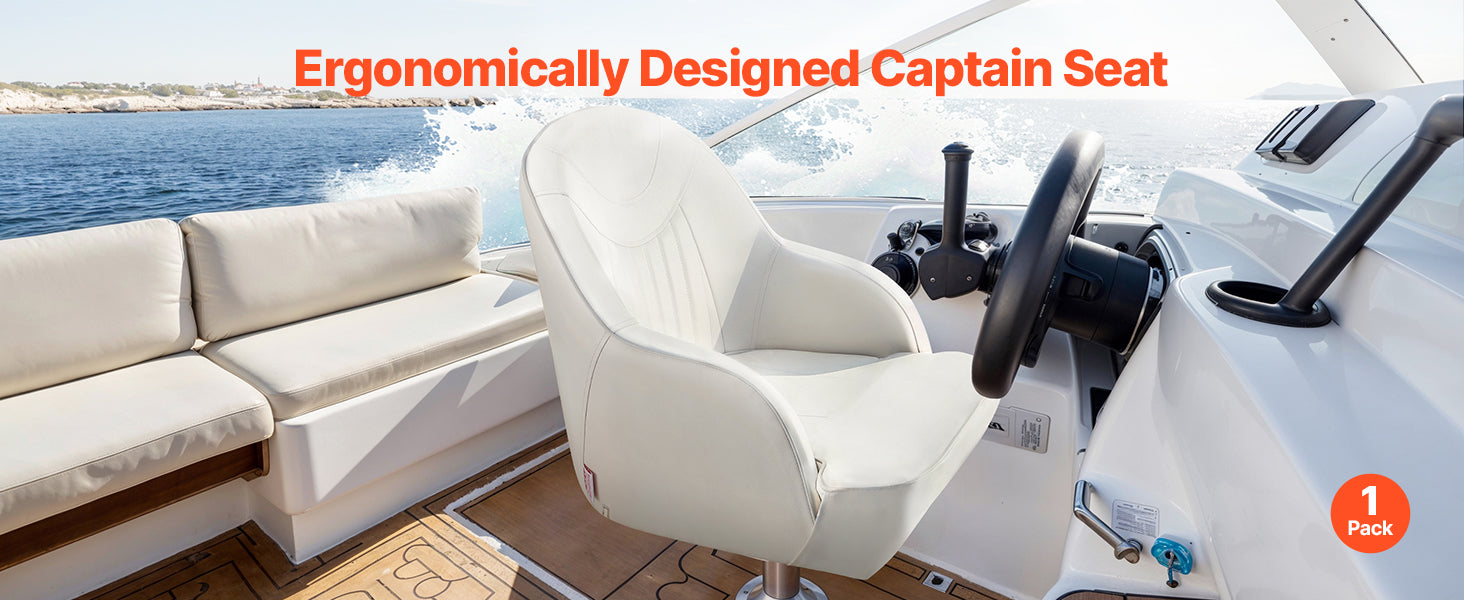 Captain Bucket Boat Seat – High Backrest, Thick Foam & Waterproof PVC Leather